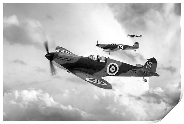 Supermarine Spitfire Mk I BW Print by J Biggadike