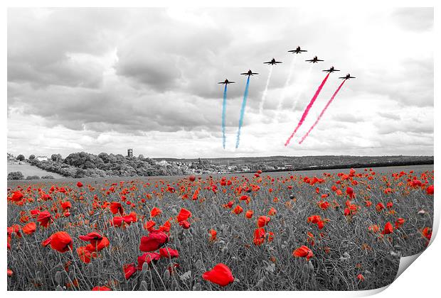 Red Arrows Tribute Selective Print by J Biggadike