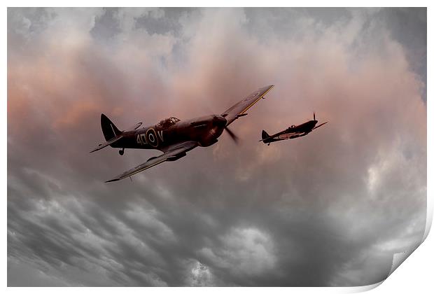 Spitfires Nightfall Print by J Biggadike