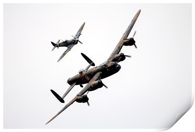 BBMF Lancaster and Spitfire  Print by J Biggadike