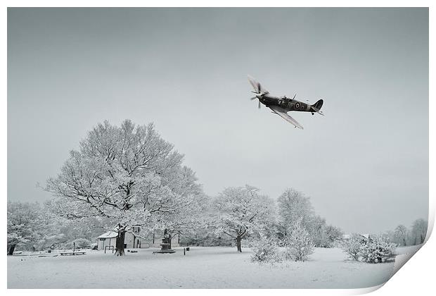 A Spitfire Winter  Print by J Biggadike