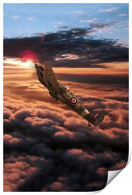 Spitfire Sundown  Print by J Biggadike