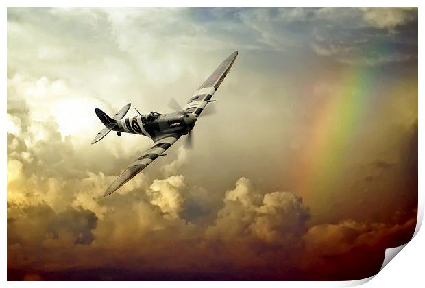 Supermarine Spitfire Passing Through The Storm  Print by J Biggadike