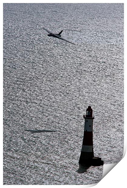 XH558 Over The Lighthouse Print by J Biggadike