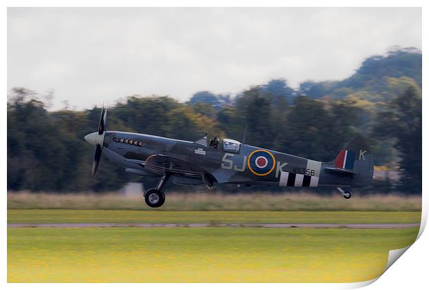 Spitfire MK356 Arriving Print by J Biggadike