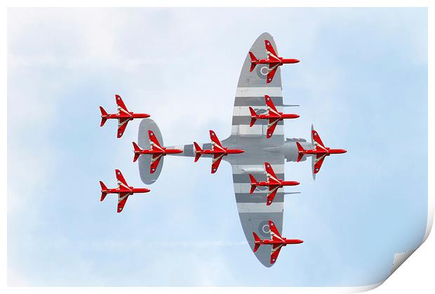 Red Arrows Spitfire Formation Print by J Biggadike