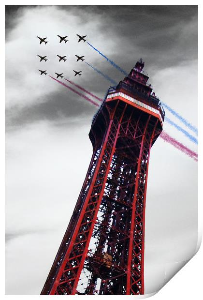Red Arrows Blackpool Tower Print by J Biggadike