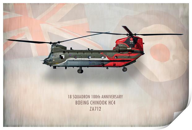 Chinook HC4 ZA712 Print by J Biggadike