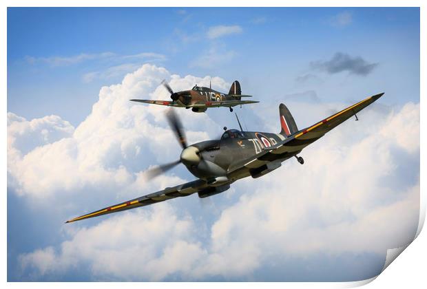 Spitfire & Hurricane Print by J Biggadike