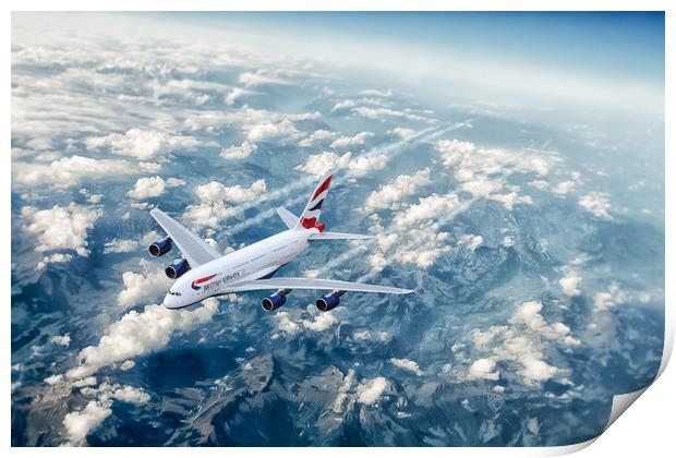 BA Airbus A380 Print by J Biggadike