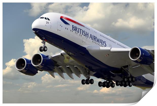 British Airways Airbus A380 Print by J Biggadike