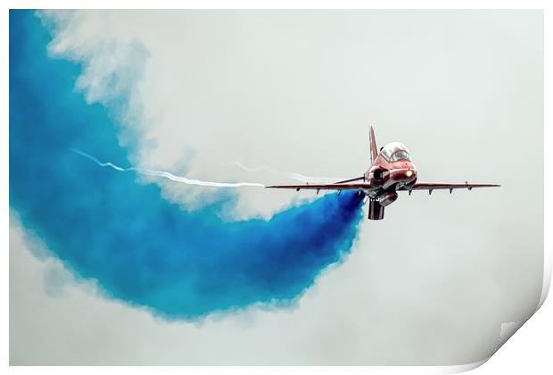 Red Arrow - Blue Smoke Print by J Biggadike