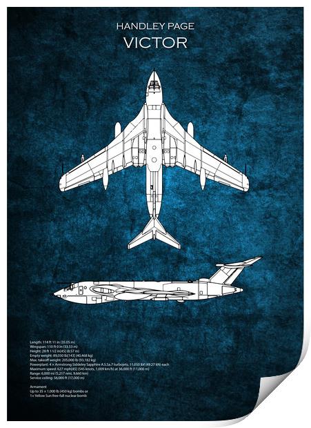 Handley Page Victor Blueprint Print by J Biggadike