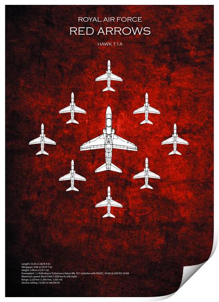 RAF Red Arrows Hawk T1 Print by J Biggadike