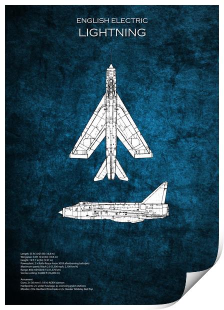 EE Lightning Blueprint Print by J Biggadike