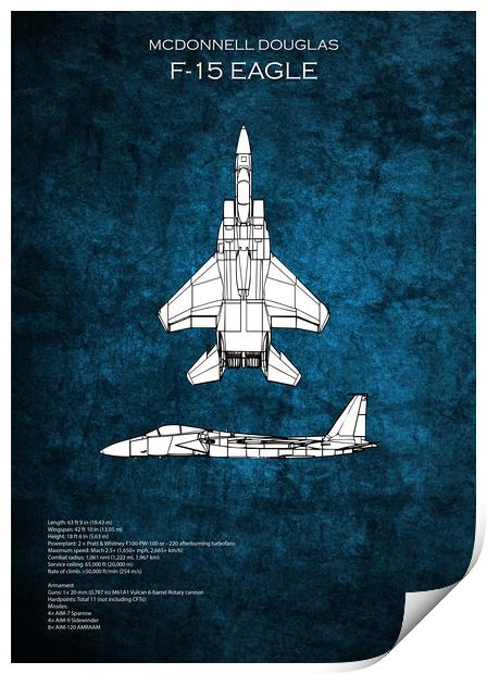 F-15 Eagle Blueprint Print by J Biggadike