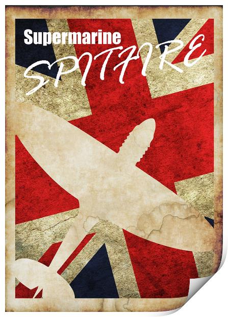 Vintage Spitfire poster Print by J Biggadike