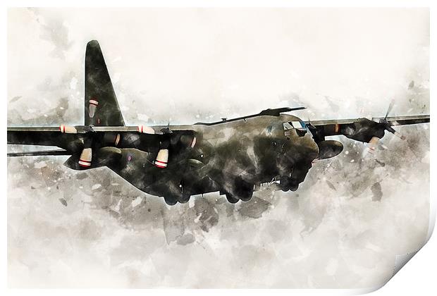 RAF C130 Hercules - Painting Print by J Biggadike