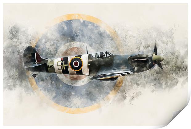 Supermarine Spitfire AB910 - Painting Print by J Biggadike