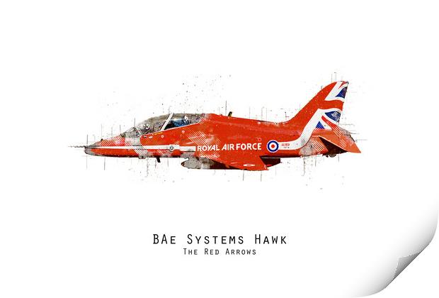 Hawk Sketch - Red Arrows Print by J Biggadike