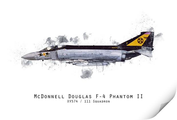 F4 Phantom Sketch - XV574 Print by J Biggadike