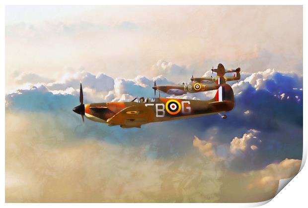 41 Squadron Spitfires Print by J Biggadike
