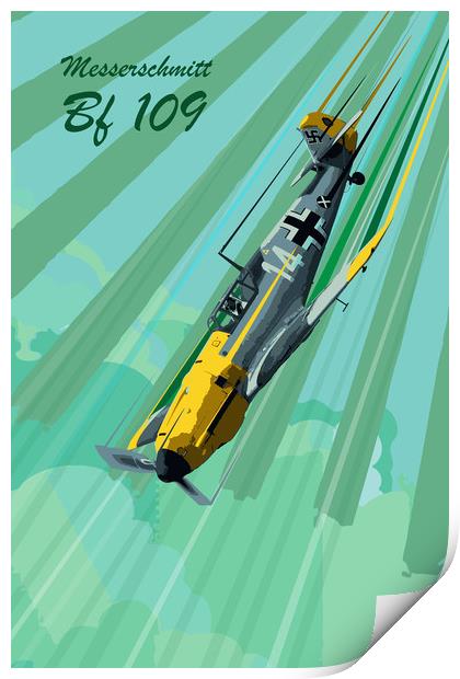 Messerschmitt Bf 109 Pop Art Print by J Biggadike