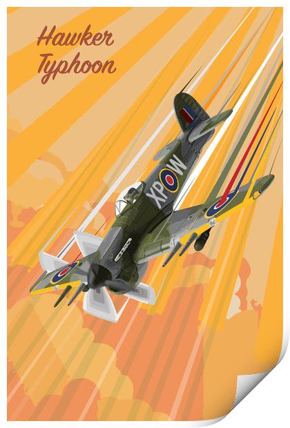 Hawker Typhoon Pop Art Print by J Biggadike