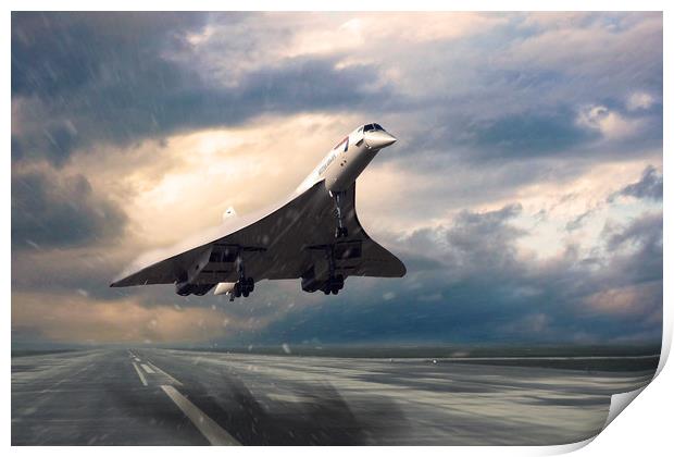 Concorde Rainy Arrival Print by J Biggadike