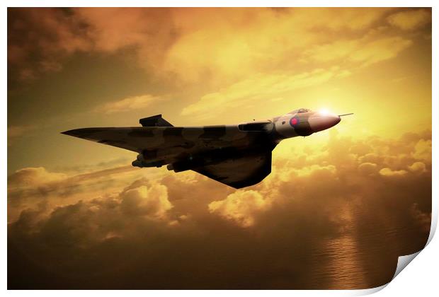 Vulcan Sunset Flight Print by J Biggadike