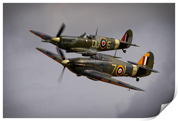 Spitfire and Hurricane Print by J Biggadike