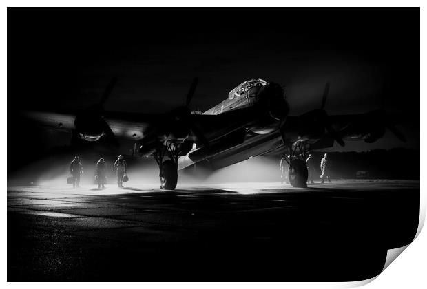 Lancaster Bomber Ghost Crew Print by J Biggadike
