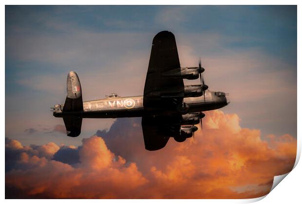 Avro Lancaster - Fire In The Sky Print by J Biggadike