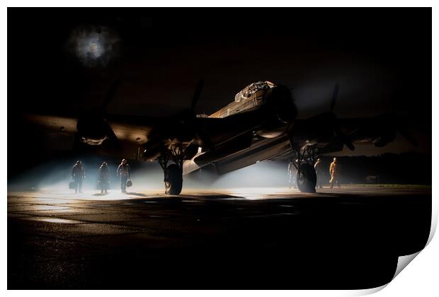 Lancaster Bomber Moon Print by J Biggadike