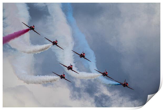 Red Arrows Roll Out Print by J Biggadike