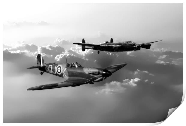 BBMF Spitfire and Lancaster Print by J Biggadike