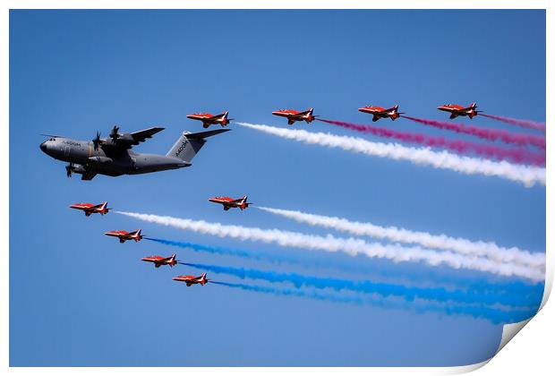 Red Arrows and A400M Print by J Biggadike