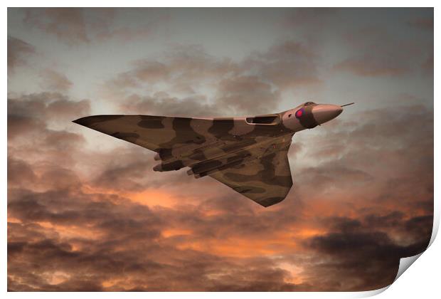 Vulcan Bomber Sunset Print by J Biggadike