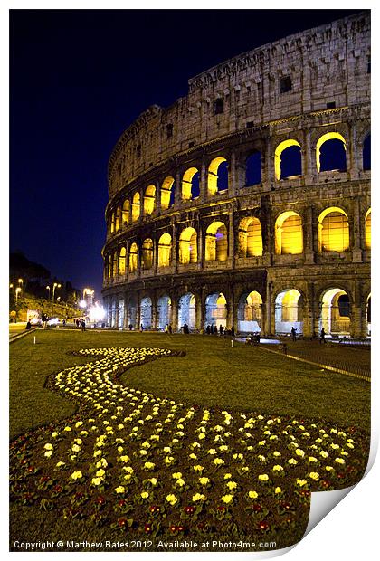 Colosseum at Night Print by Matthew Bates