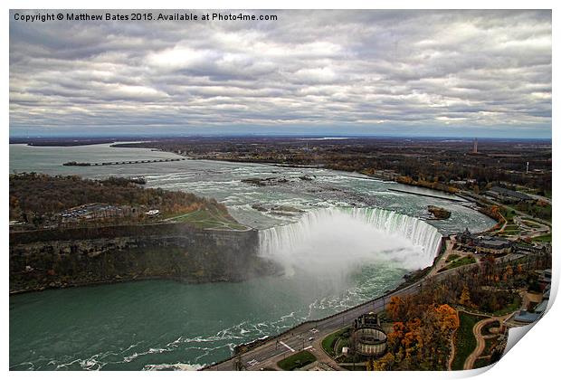 Horseshoe Falls from above Print by Matthew Bates