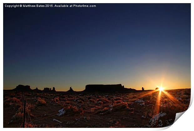  Dawn Sunrise at Monument Valley Print by Matthew Bates