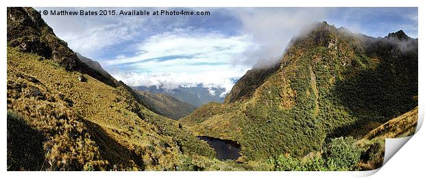 Hidden lake in the Peruvian Andes Print by Matthew Bates