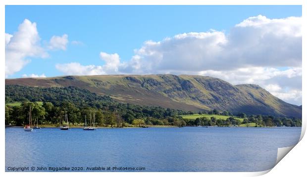 Arthur's Pike from Ullswater Print by John Biggadike