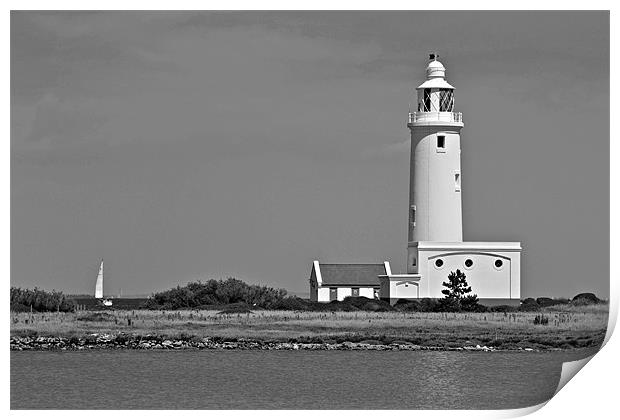 Hurst Point Lighthouse In Black/White Print by Jules Camfield