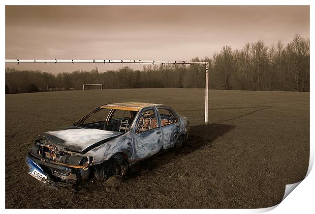 Stolen Car Sepia Effect Print by Dan Davidson