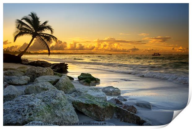 Punta Cana sunset Print by R K Photography