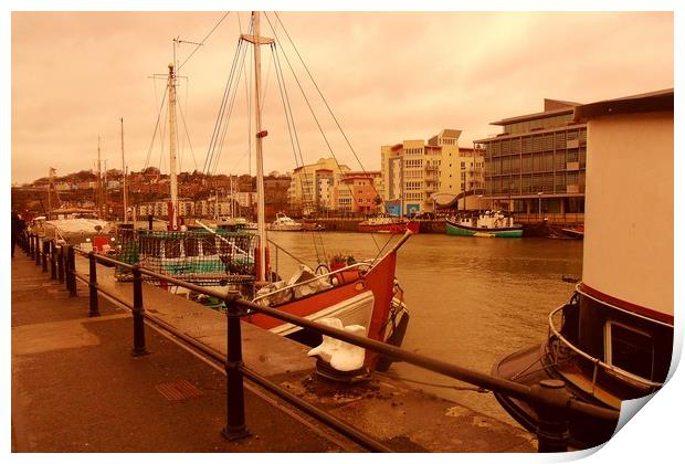 Bristol Docks.  Print by Heather Goodwin