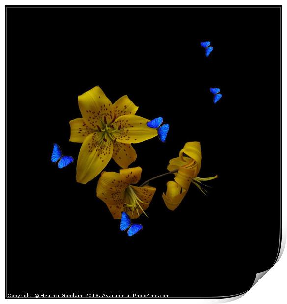 Lilies and Butterflies Print by Heather Goodwin