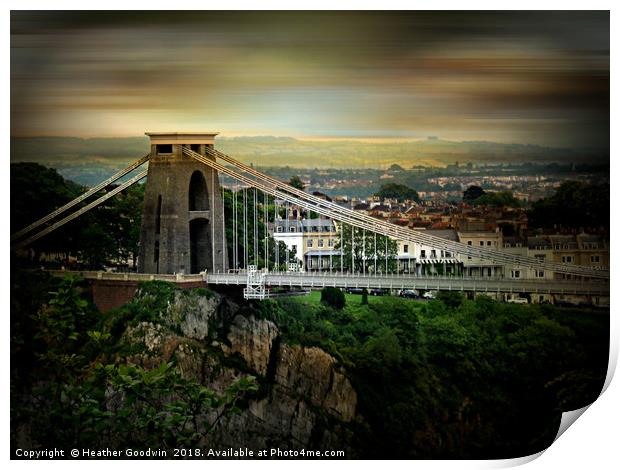 Brunel's Clifton Suspension Bridge Print by Heather Goodwin