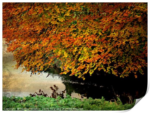 Mother Nature's Riverside - Autumn Print by Heather Goodwin